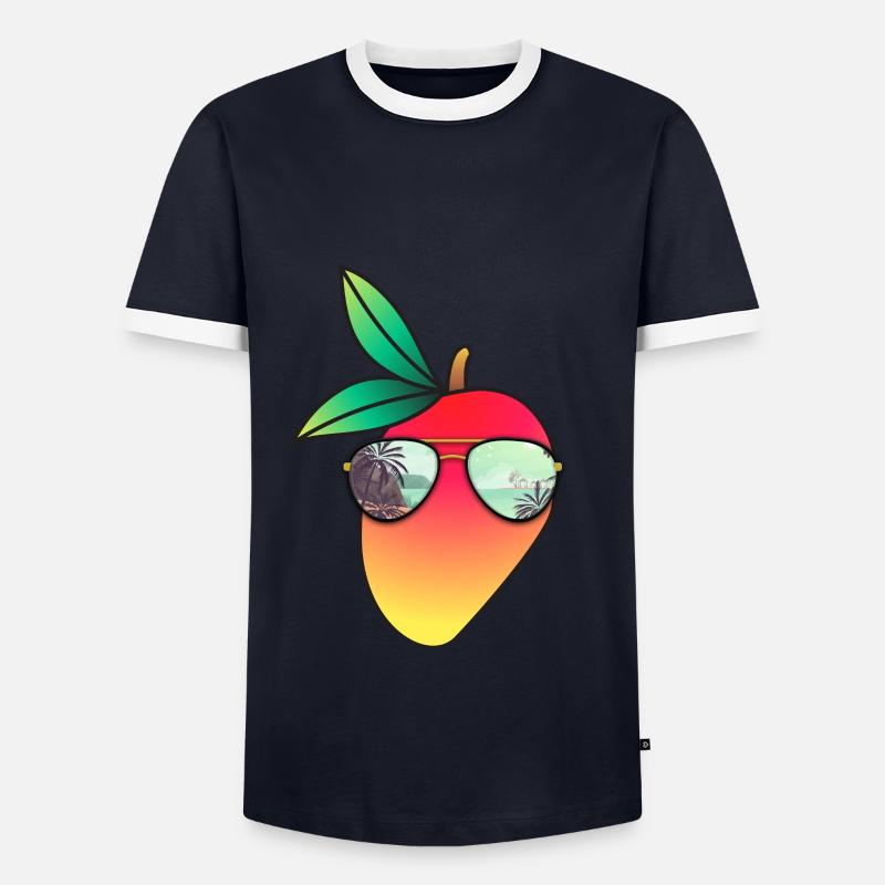 Mango Mit Sonnenbrille - Männer Kontrast-T-Shirt - Navy/Weiß
