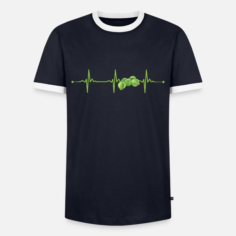 Brussels sprouts heartbeat gift - Men's Ringer Shirt - navy/white 
