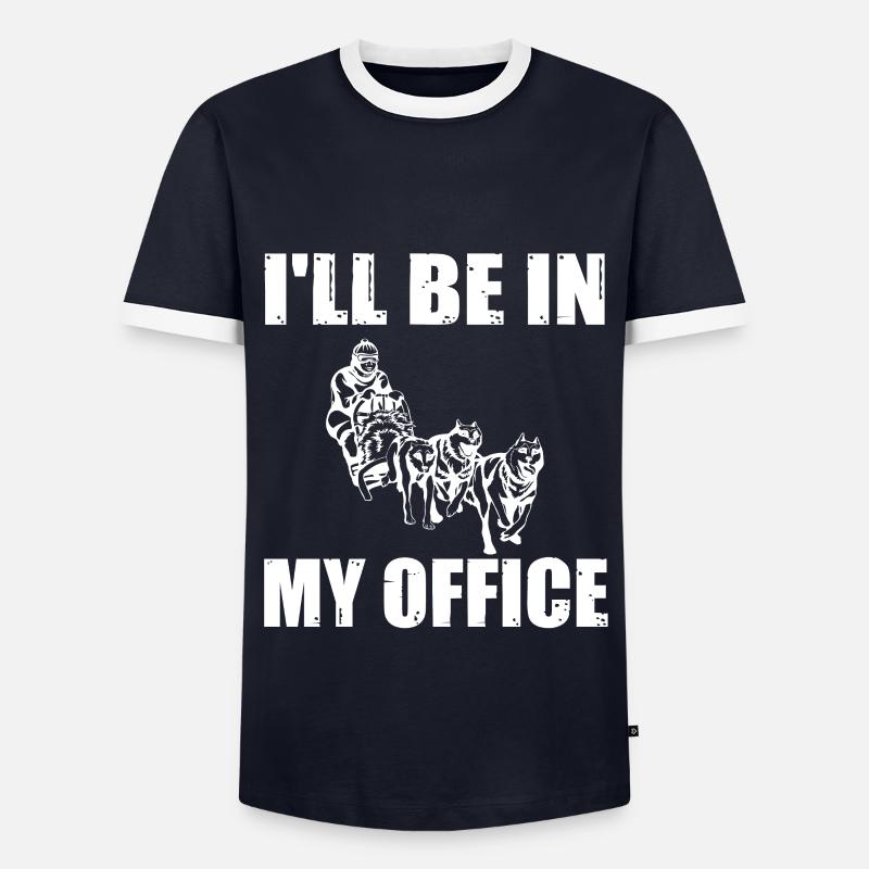 Hundeschlitten Geschenk - Männer Kontrast-T-Shirt - Navy/Weiß 