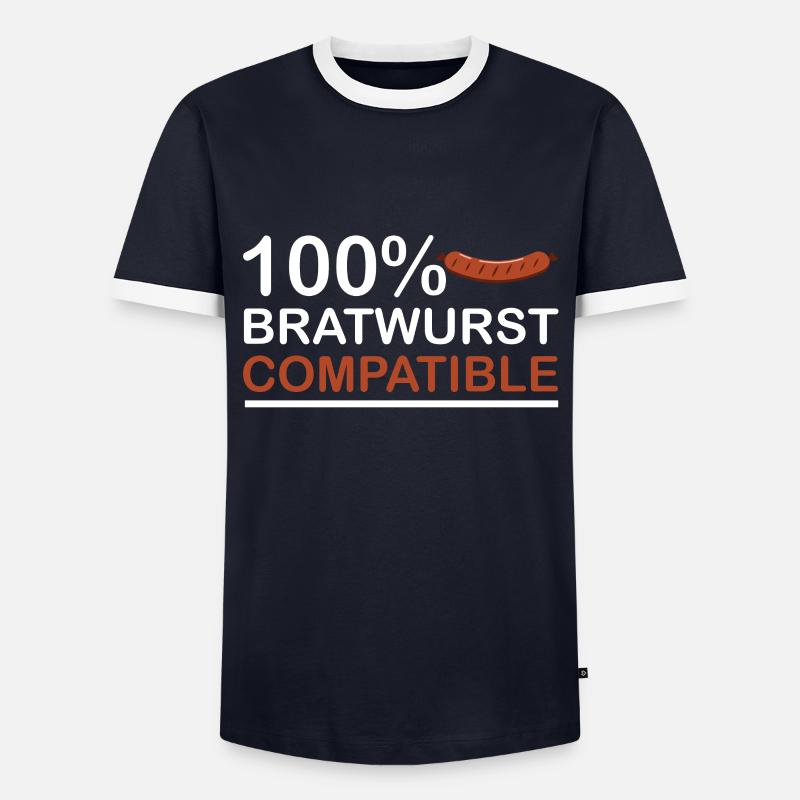Bratwurst - Männer Kontrast-T-Shirt - Navy/Weiß 