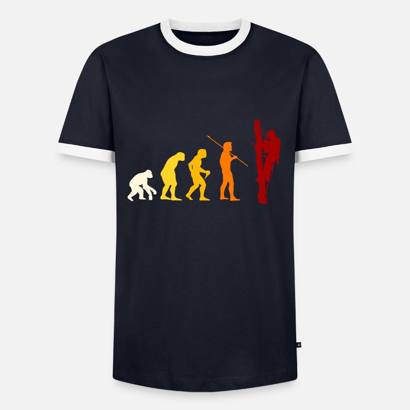 Baumpfleger Evolution - Männer Kontrast-T-Shirt - Navy/Weiß