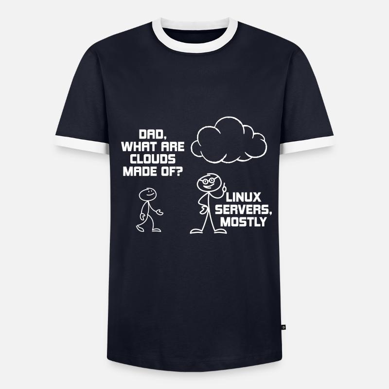 Linux Servers Computer Cloud - Männer Kontrast-T-Shirt - Navy/Weiß 