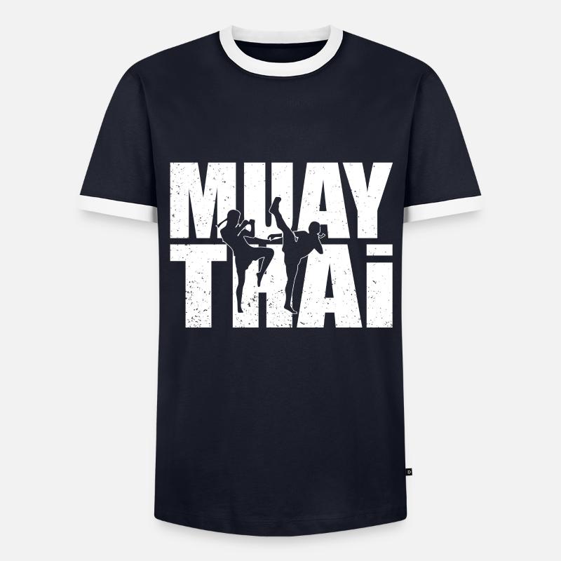 Muay Thai - Männer Kontrast-T-Shirt - Navy/Weiß 