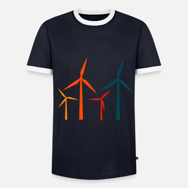Windkraft - Männer Kontrast-T-Shirt - Navy/Weiß 