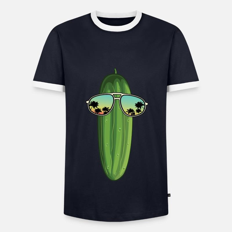 Gurke - Männer Kontrast-T-Shirt - Navy/Weiß 