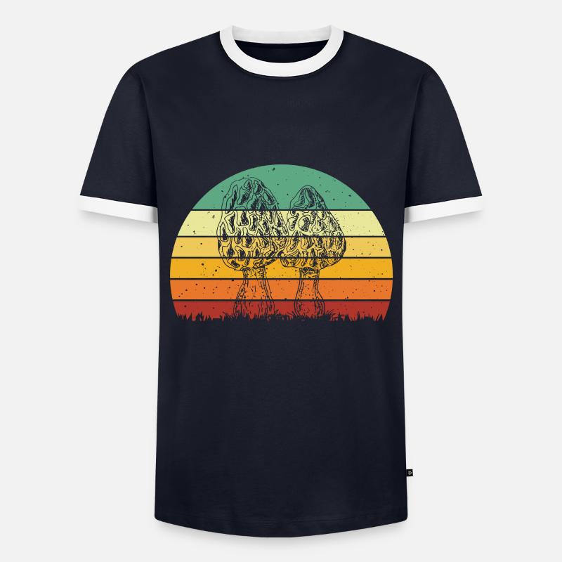 Morcheln - Männer Kontrast-T-Shirt - Navy/Weiß
