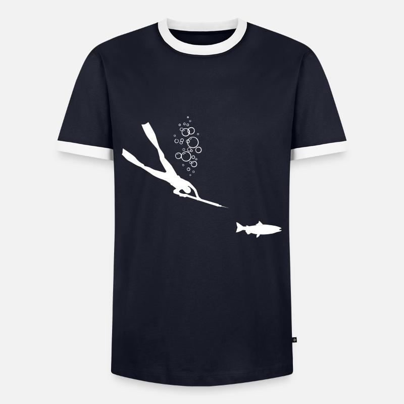 Speerfischen - Männer Kontrast-T-Shirt - Navy/Weiß 