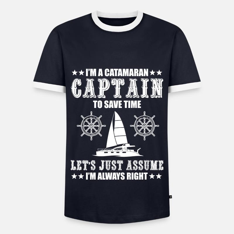 Catamaran Captain - Men's Ringer Shirt - navy/white 