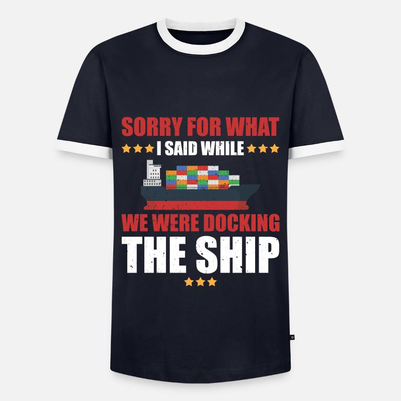 Container Ship Gift - Men's Ringer Shirt - navy/white 