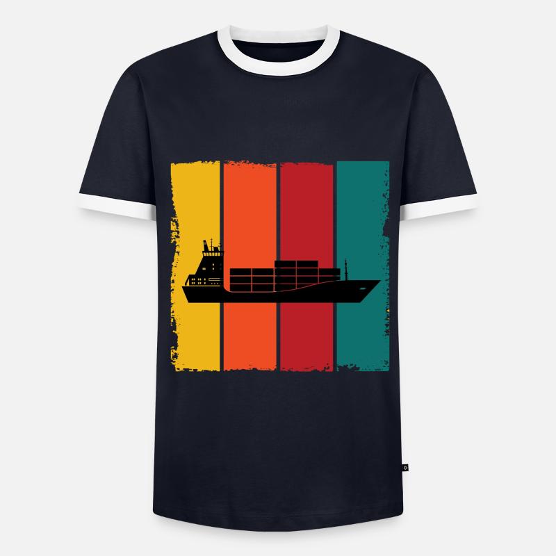 Feeder ship - Men's Ringer Shirt - navy/white 