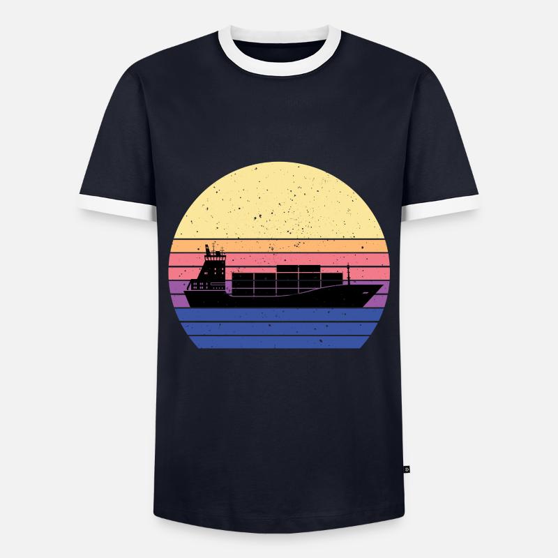 Feeder ship - Men's Ringer Shirt - navy/white