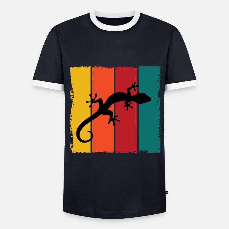 Leopardgecko - Männer Kontrast-T-Shirt - Navy/Weiß 