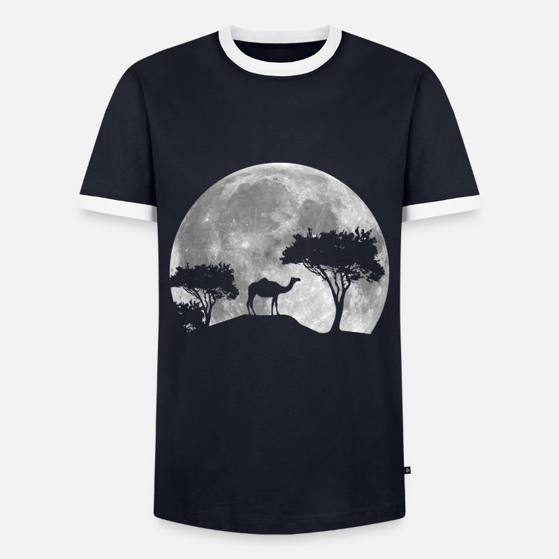 Kamel Bei Nacht - Männer Kontrast-T-Shirt - Navy/Weiß 