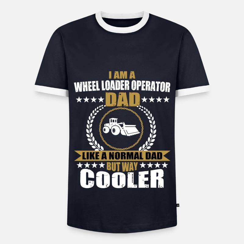 Wheel Loader Papa - Men's Ringer Shirt - navy/white