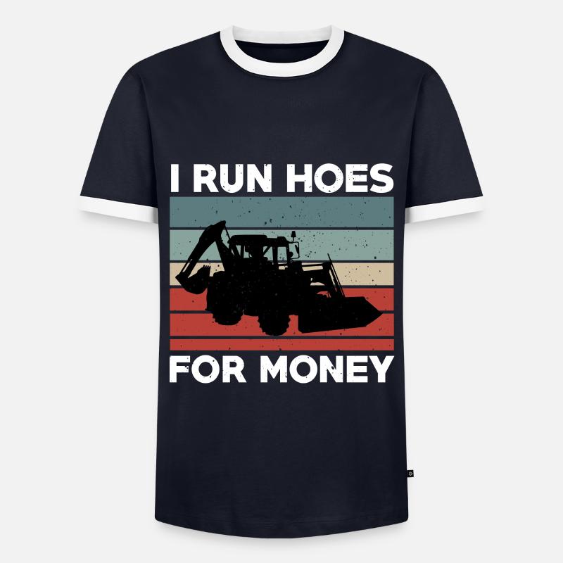 Funny Backhoe Loader Design - Men's Ringer Shirt - navy/white 