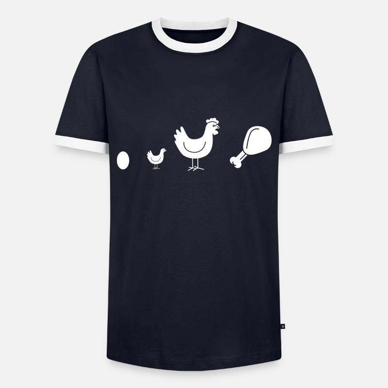 Brathähnchen Evolution - Männer Kontrast-T-Shirt - Navy/Weiß 