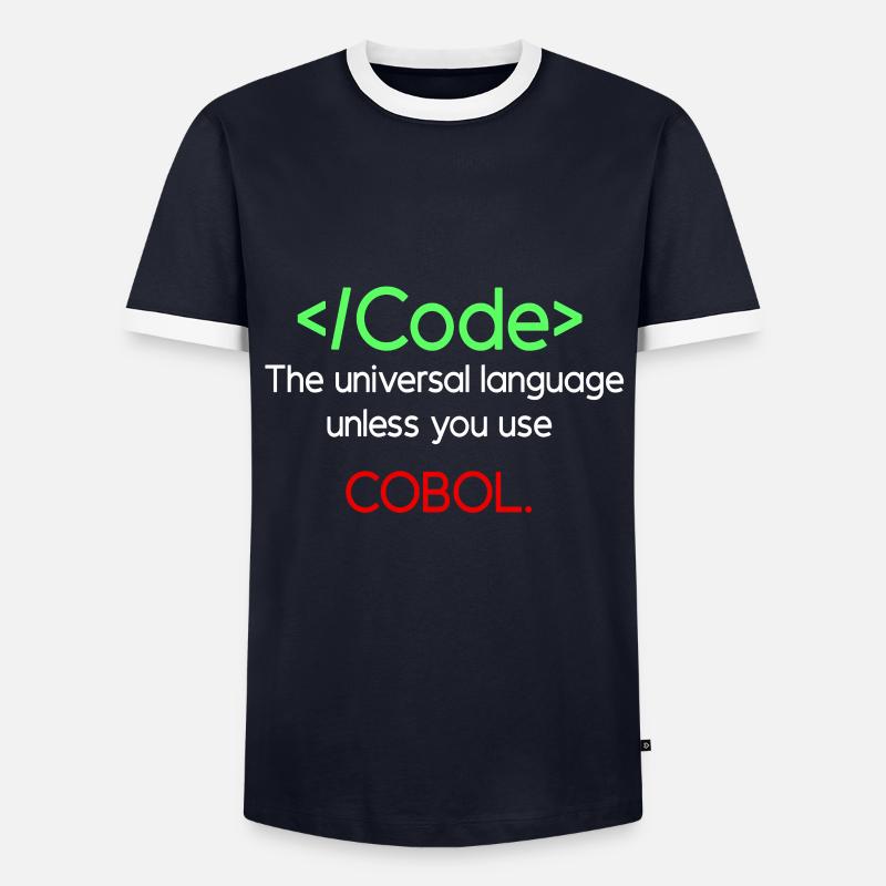 Funny Cobol Code Design - Men's Ringer Shirt - navy/white 