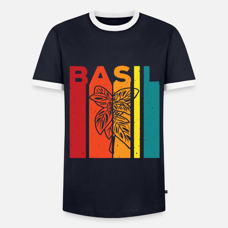 Basilikum - Männer Kontrast-T-Shirt - Navy/Weiß