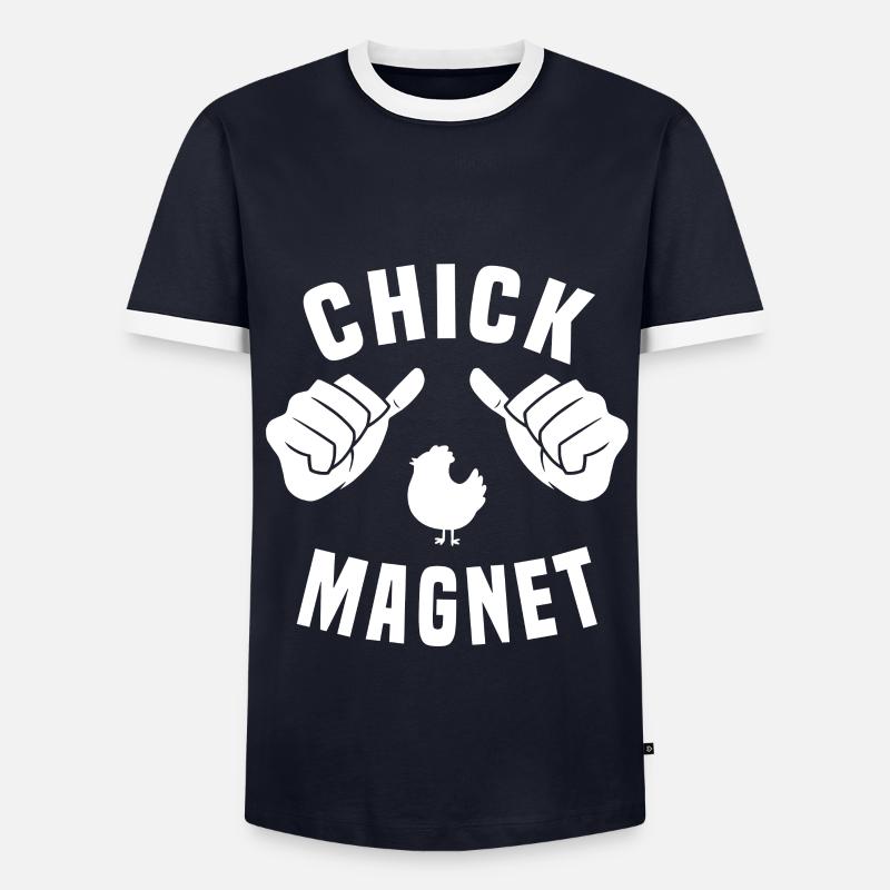 Chick magnet - Men's Ringer Shirt - navy/white 
