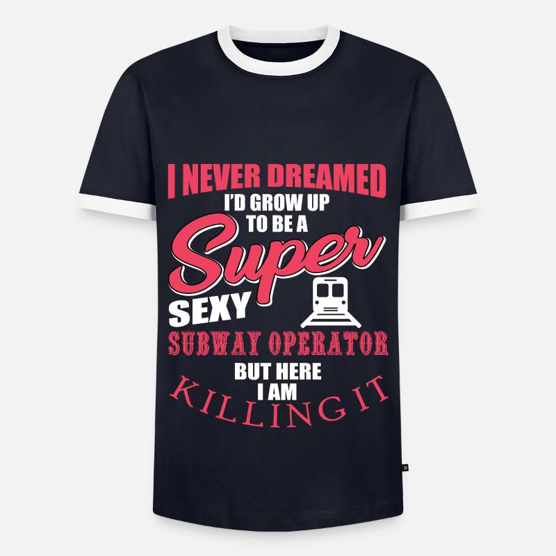 Subway driver - Men's Ringer Shirt - navy/white 