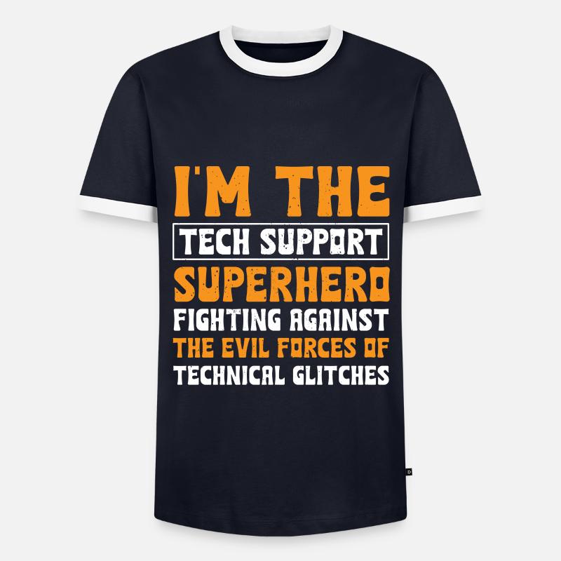 Technischer Support Superheld - Männer Kontrast-T-Shirt - Navy/Weiß
