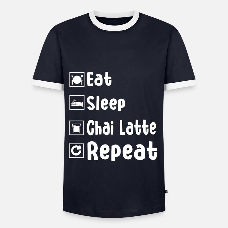 Chai Latte - Männer Kontrast-T-Shirt - Navy/Weiß