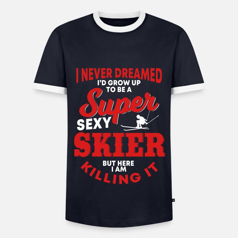 Funny Skiers Gift Idea - Men's Ringer Shirt - navy/white 