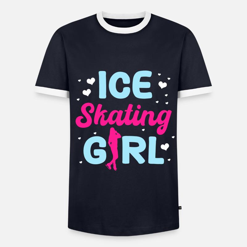 Schlittschuh Mädchen Design - Männer Kontrast-T-Shirt - Navy/Weiß