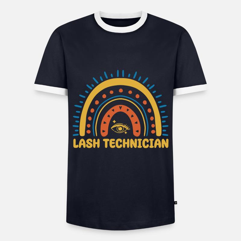Lash Tech Boho Regenbogen - Männer Kontrast-T-Shirt - Navy/Weiß 