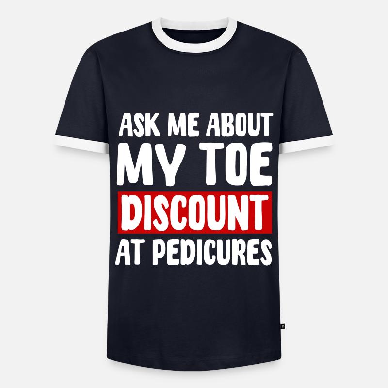 Self Toe Amputation Humor - Men's Ringer Shirt - navy/white 
