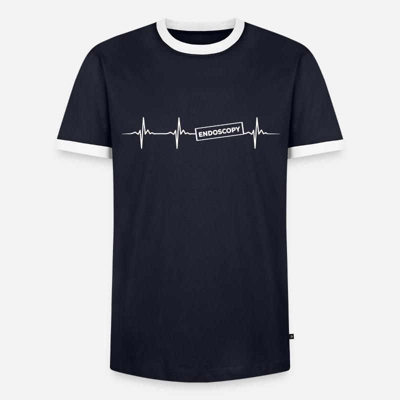 EndoscopybeforeEndoscopy Heartbeat - Men's Ringer Shirt - navy/white 