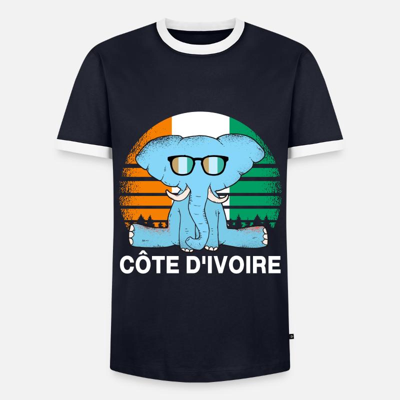 Côte d'Ivoire Elephant - Men's Ringer Shirt - navy/white
