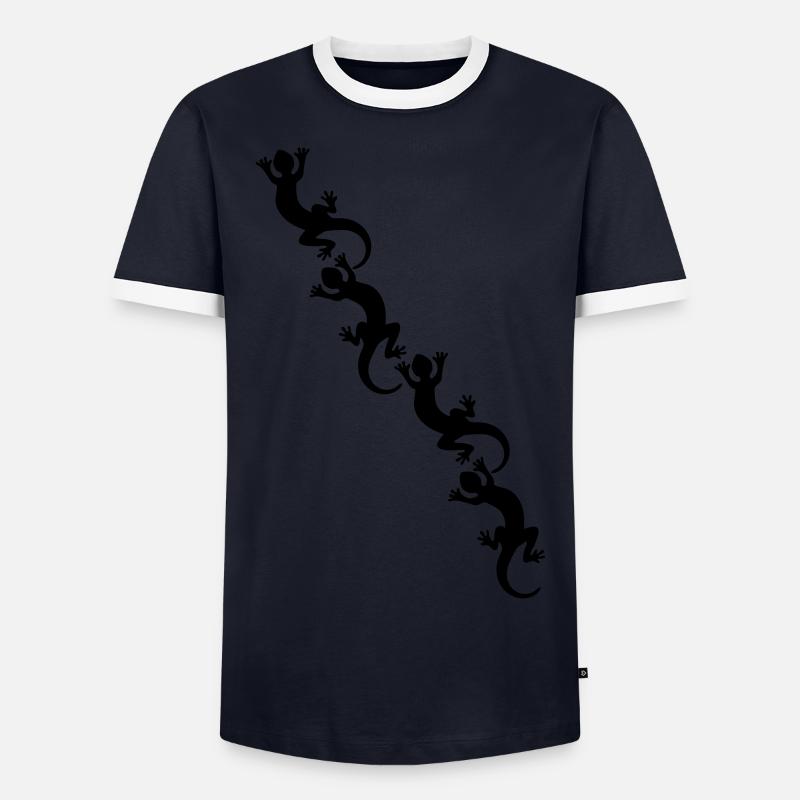 Lizards / Geckos / Echsen - Männer Kontrast-T-Shirt - Navy/Weiß 