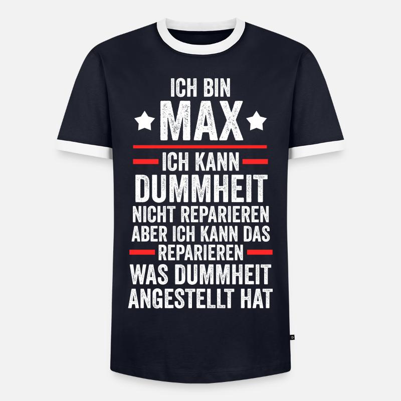 Max - Männer Kontrast-T-Shirt - Navy/Weiß 