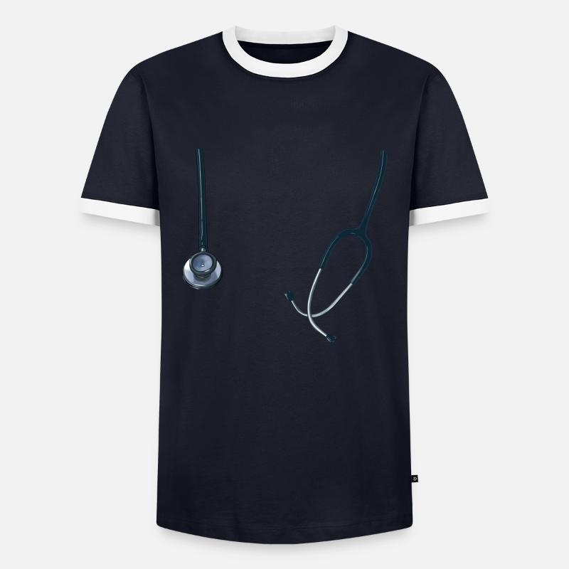 stethoscope - Men's Ringer Shirt - navy/white 