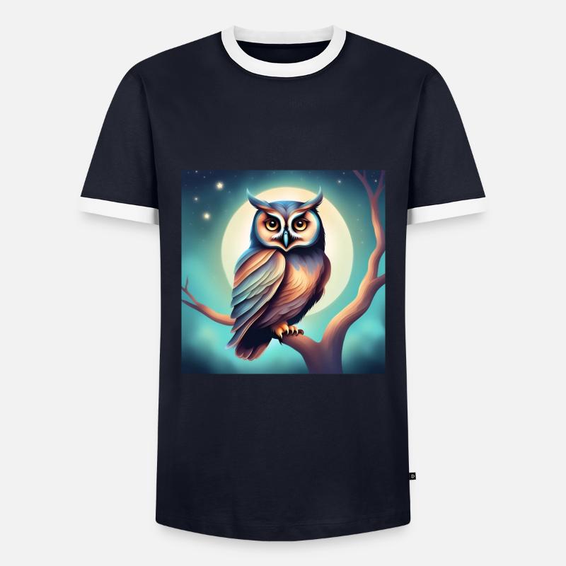 Eule träumerisch Gothic Geschenkidee Nacht - Männer Kontrast-T-Shirt - Navy/Weiß 