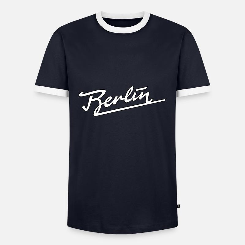 Berlin Logo mit Kontur - Männer Kontrast-T-Shirt - Navy/Weiß 