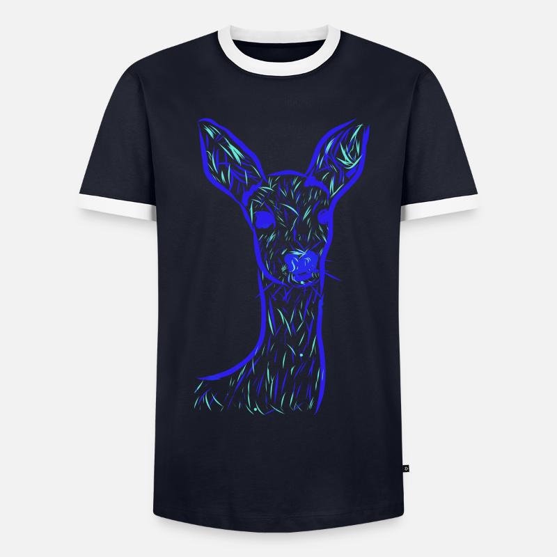 Roe deer - Men's Ringer Shirt - navy/white 
