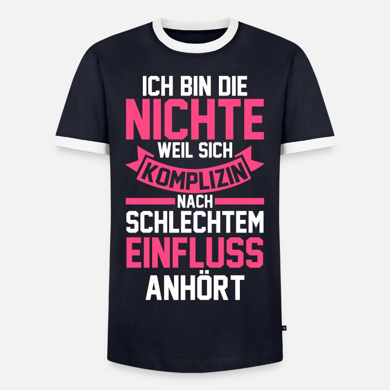 Nichte - Männer Kontrast-T-Shirt - Navy/Weiß 