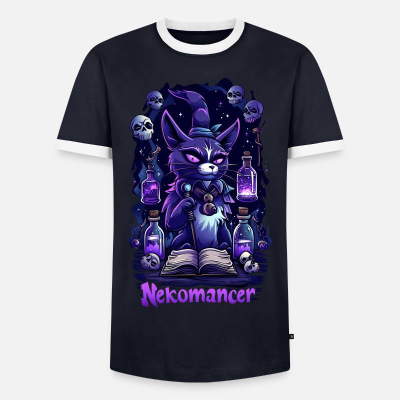 Nekomancer - Männer Kontrast-T-Shirt - Navy/Weiß 