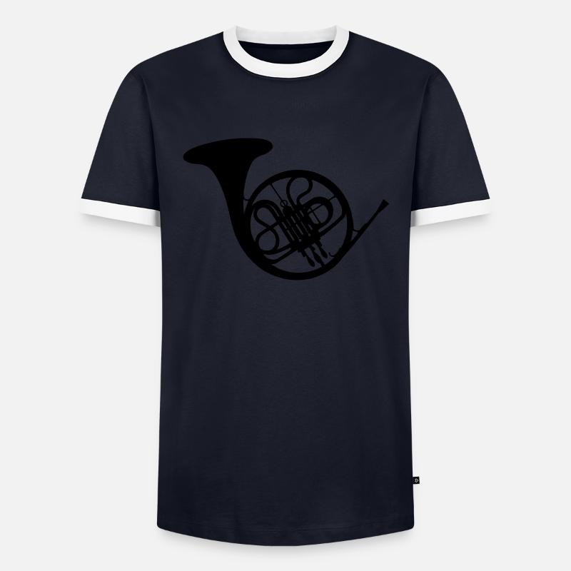 Horn / bugle / Blasinstrument - Männer Kontrast-T-Shirt - Navy/Weiß