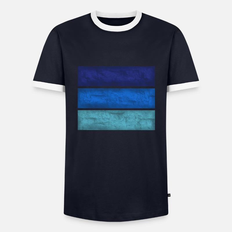 Rectangles bleus - T-shirt contrasté Homme - marine/blanc