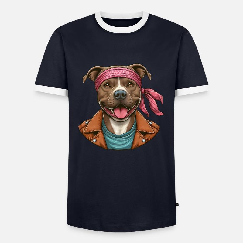 Pitbull Karate Master - Men's Ringer Shirt - navy/white 