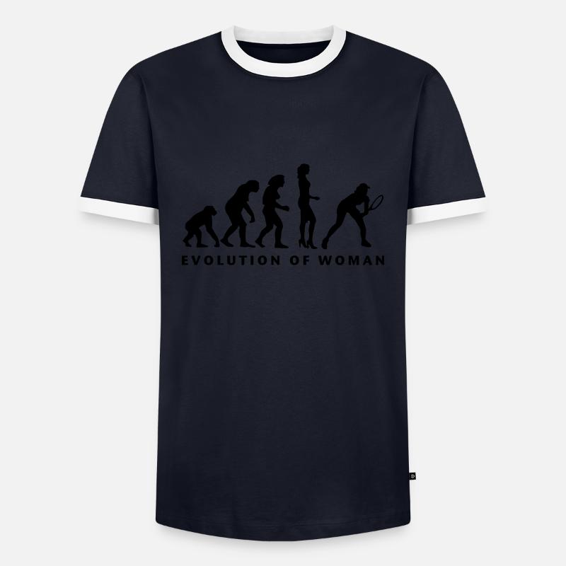 evolution_female_tennis_b_1c - Männer Kontrast-T-Shirt - Navy/Weiß 