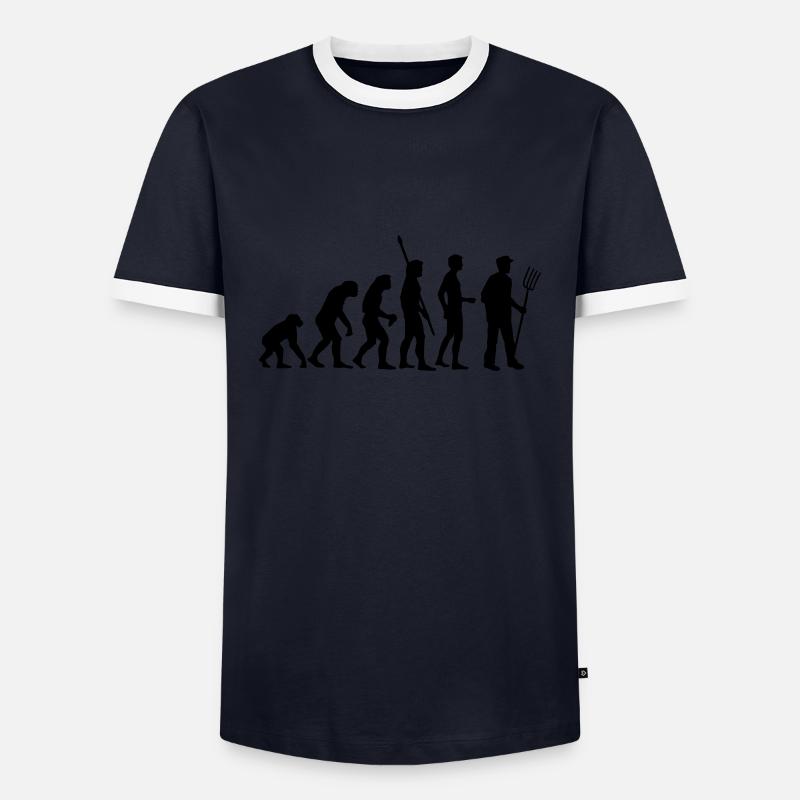evolution_bauer_b - Men's Ringer Shirt - navy/white