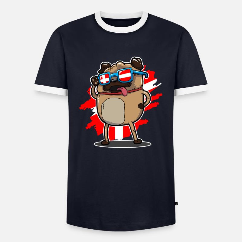 DENMARK PUG SHIRT - Men's Ringer Shirt - navy/white