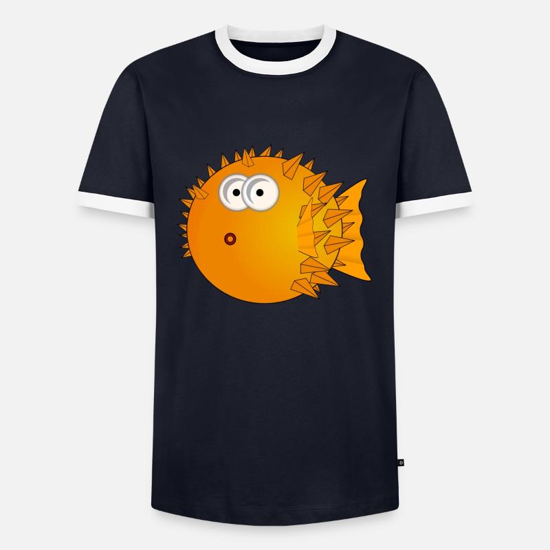 kugelfisch - Männer Kontrast-T-Shirt - Navy/Weiß 