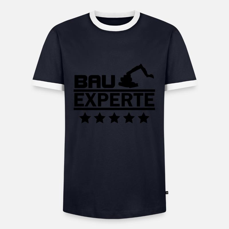 bau experte - Männer Kontrast-T-Shirt - Navy/Weiß 