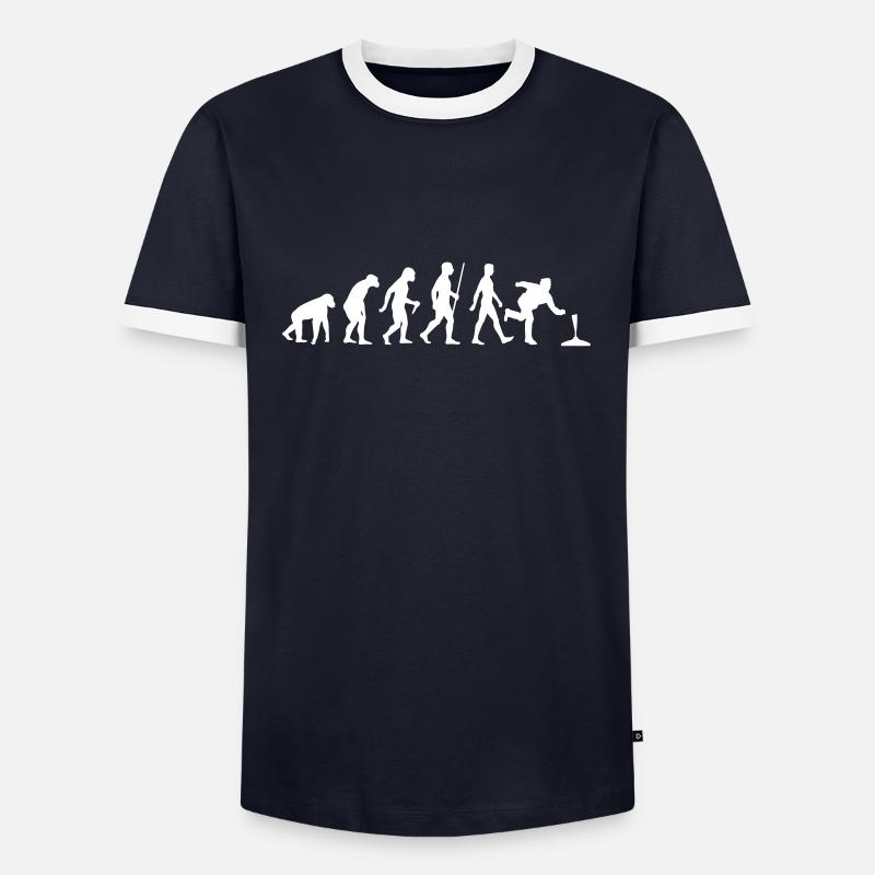 Evolution Stockschiessen - Männer Kontrast-T-Shirt - Navy/Weiß 