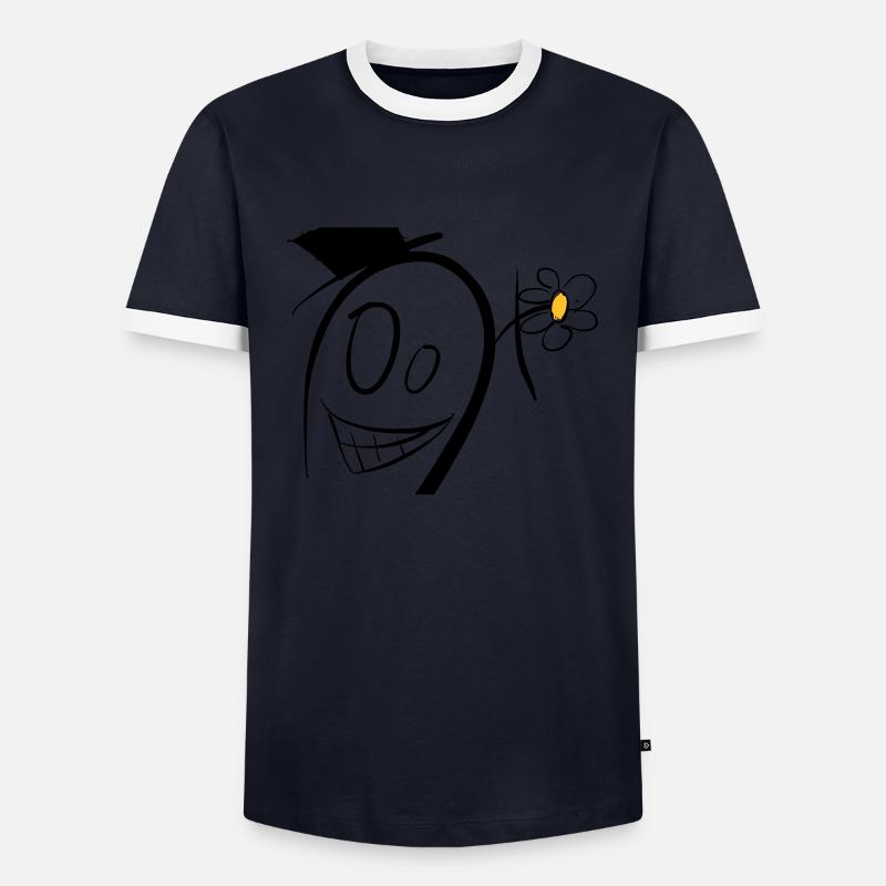 Verrücktes Männchen - Männer Kontrast-T-Shirt - Navy/Weiß 